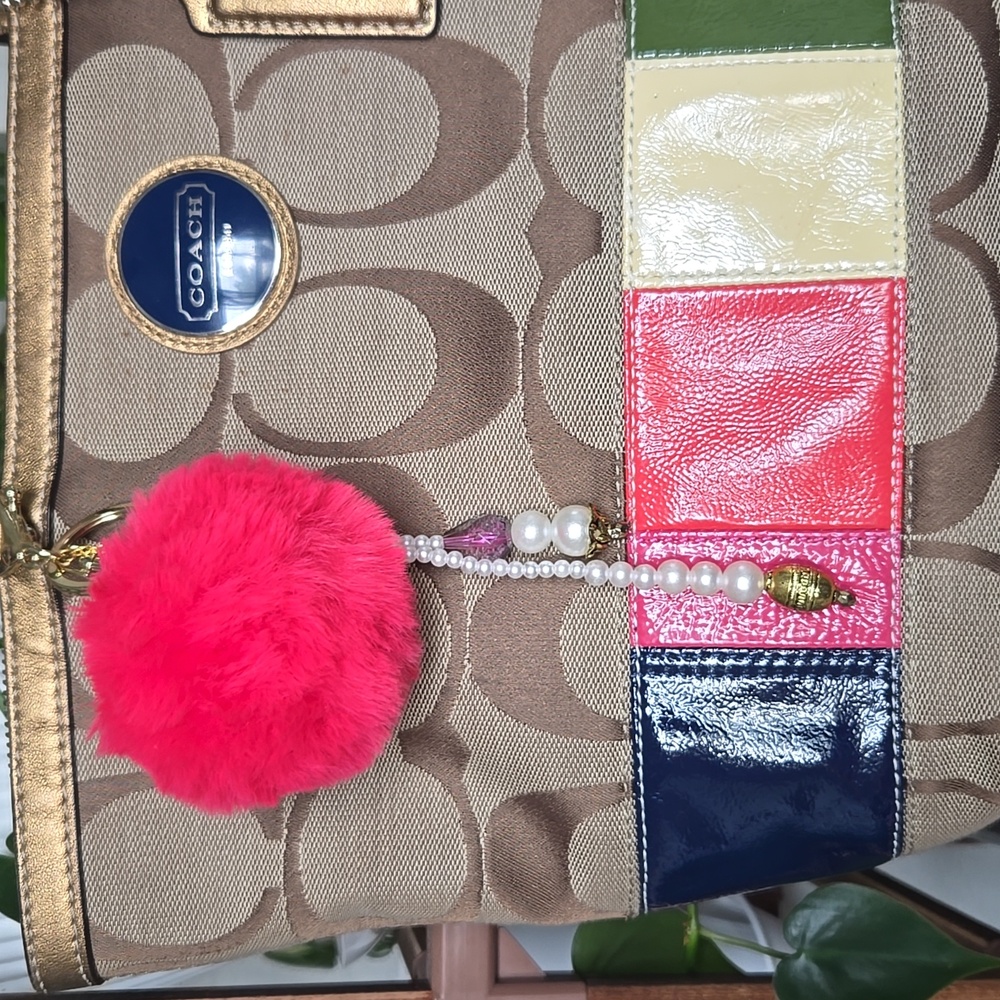 Handmade Purse Charm - "Pink And Pearly"